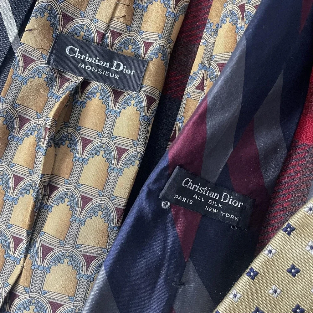 Designer Tie Lot Christian Dior Brooks Brothers Mens One Size Multicolor Silk